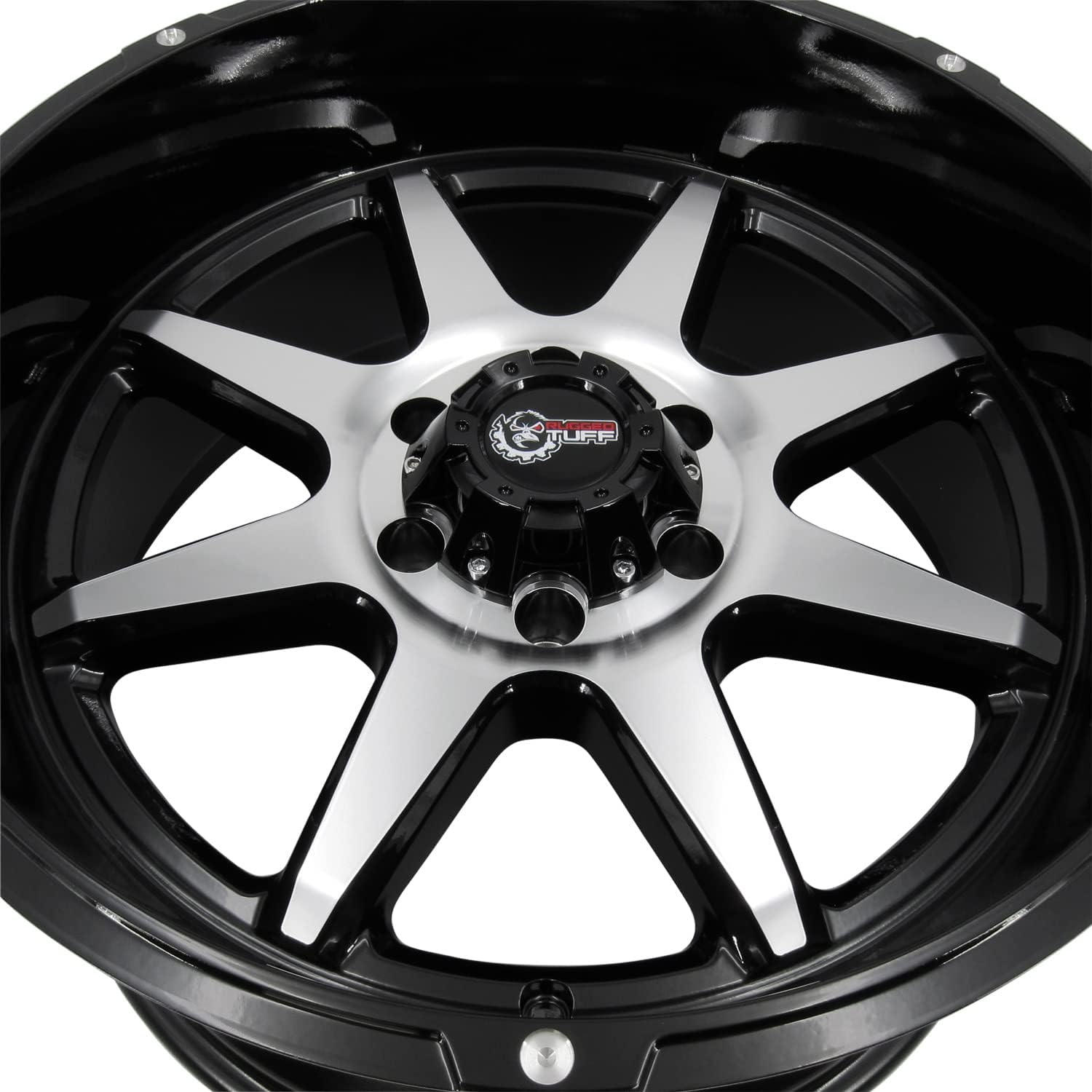 Rugged TUFF RT800 Wheels Rims Gloss Black Machined Face Finish 20x10 Inches 6x5.5 6x139.7-18 Offset Set of 4