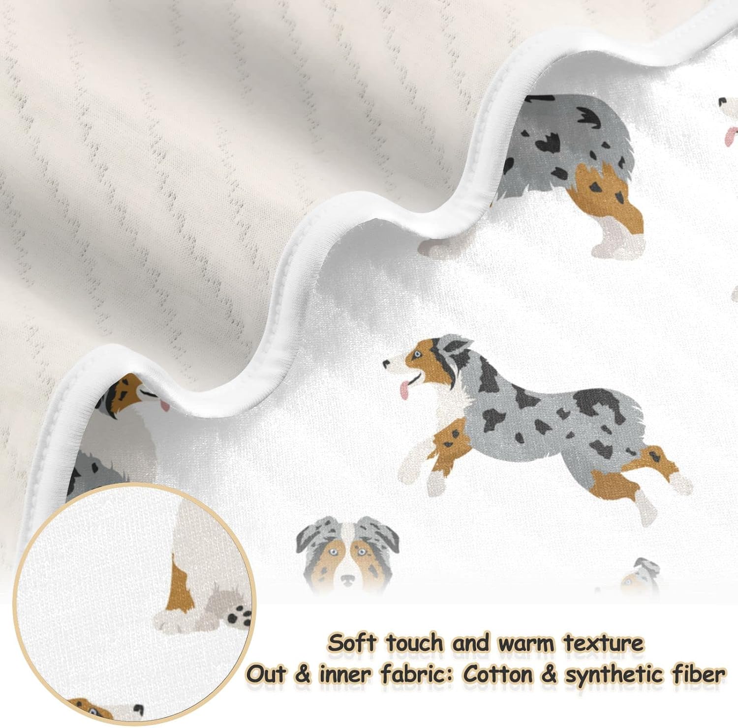 Ollabaky Australian Shepherd Dog Baby Blanket for Boys Girls Cotton Throw Blanket Swaddle Blanket for Crib Stroller Nursery Receiving Blanket Infant Toddler Unisex 30"x40"
