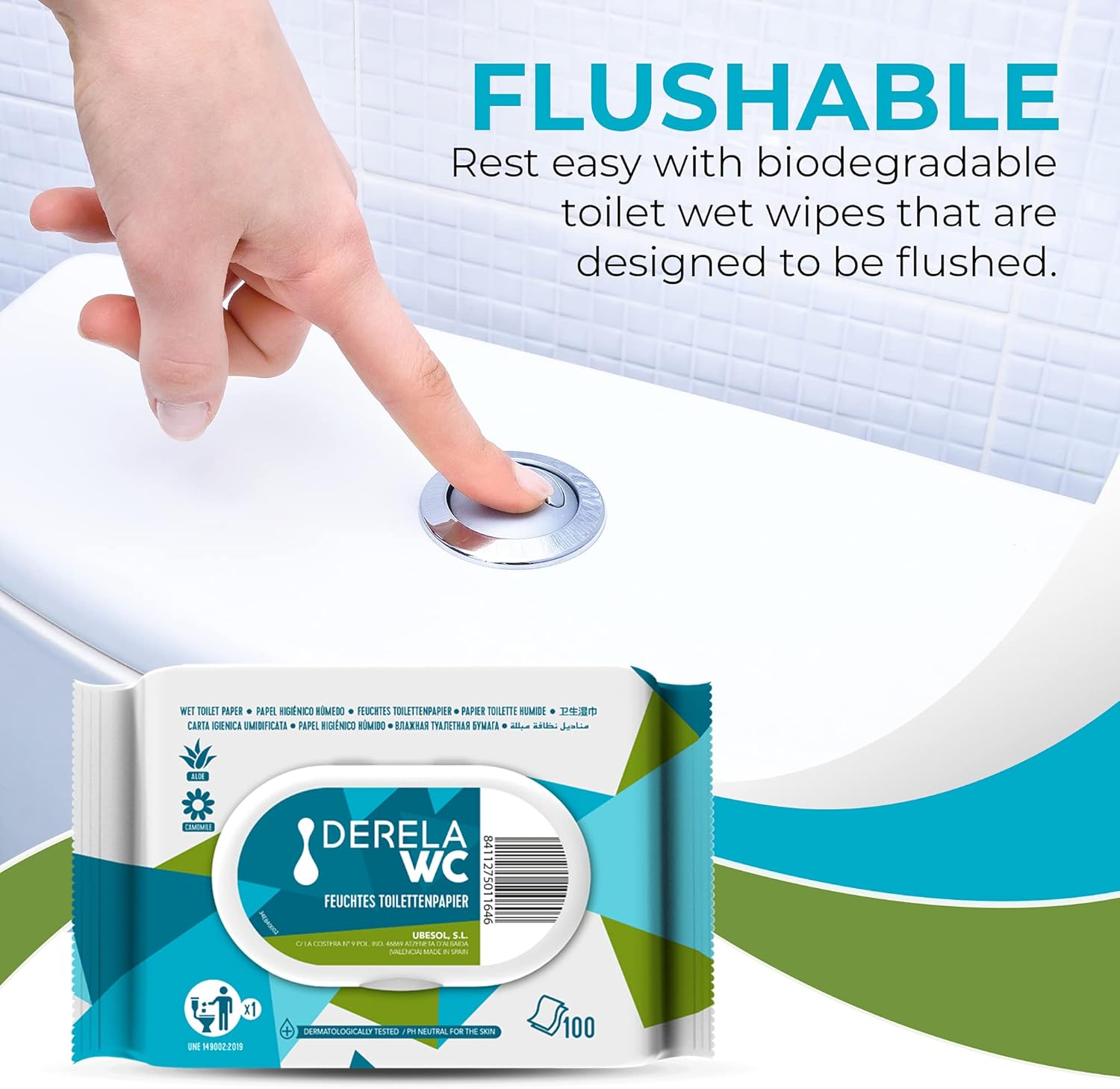 Derela WC Flushable Toilet Paper Wet Wipes - Dermatologically Tested / PH Neutral for The Skin (400 Wipes / 4 Packs) : Amazon.co.uk: Baby Products