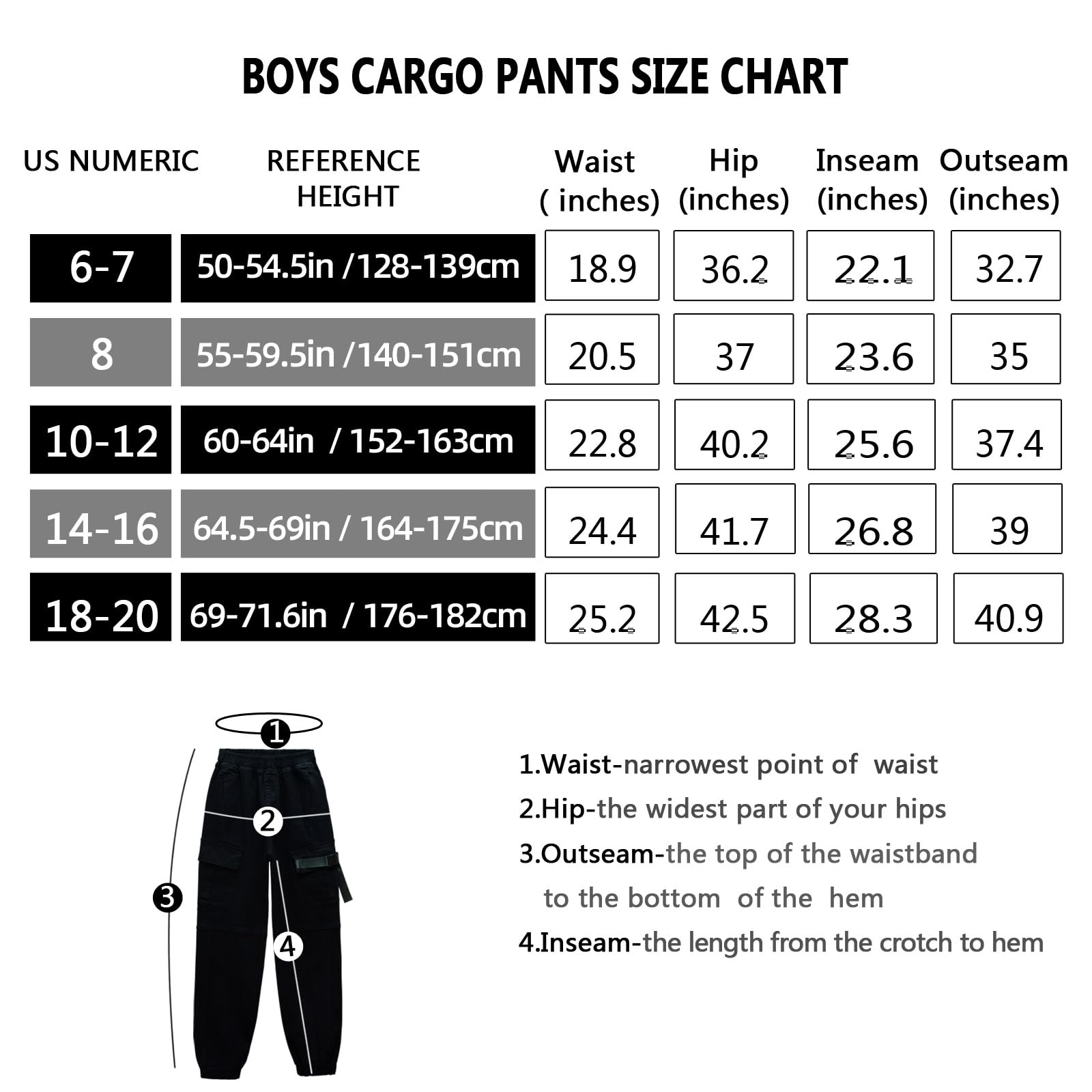 Pantalones cargo de algodón para niños, pantalones casuales con cintura elástica, para senderismo, uniforme escolar, pantalones deportivos, Negro, 10-12