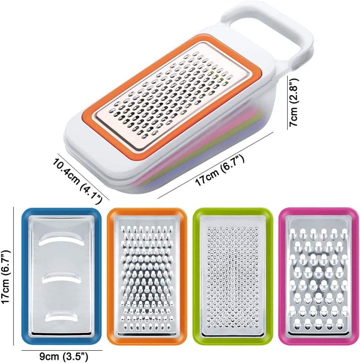 Multi Function Mandolin Slicer,4 PCS Fruit and Vegetable Slicer,with Container, Slicer,Chopper,Vegetable Slicer,with Guard,Suitable for Restaurants with 5 Citrus Peelers,White