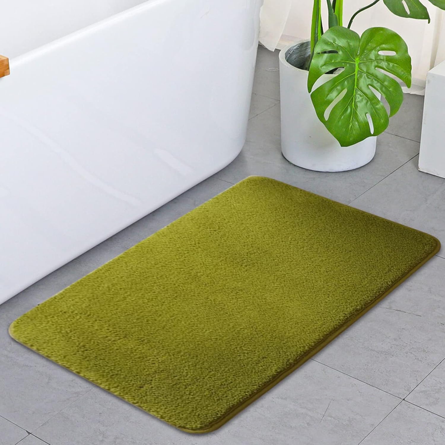 Amazon.com: Scceatti Bath Mat Fluffy Kitchen Rugs Green Bathroom Floor ...