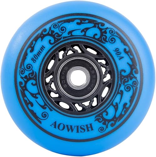Vista 27 de Inline Skate Wheels Outdoor Asphalt Formula Aggressive Roller Blades Wheels 90a Roller Hockey Replacement Wheels with Bearings ABEC-9 and Floating