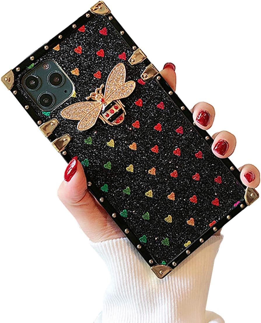 Muntonski i Phone 11 Pro Case Compatible with Apple iPhone 11Pro Cover Square Girly iPhone11pro apple11pro Bling Glitter Luxury Protetive Bumper Skin 5.8 Inch (Black)