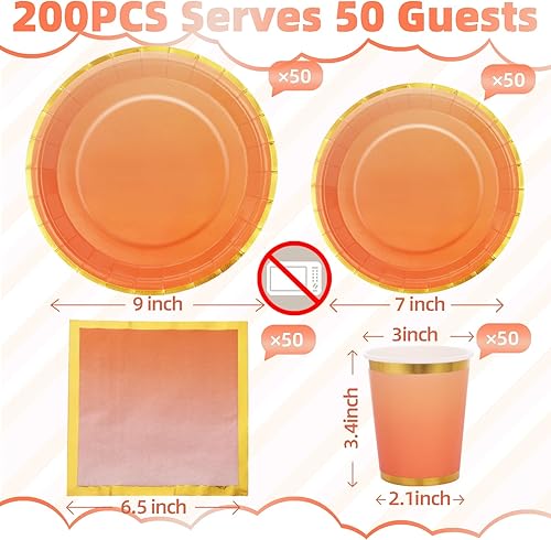 Miniatura 9 de Gudvilla 200 platos amarillos para decoración de cumpleaños, platos amarillos y servilletas, suministros de fiesta para 50 invitados, platos de