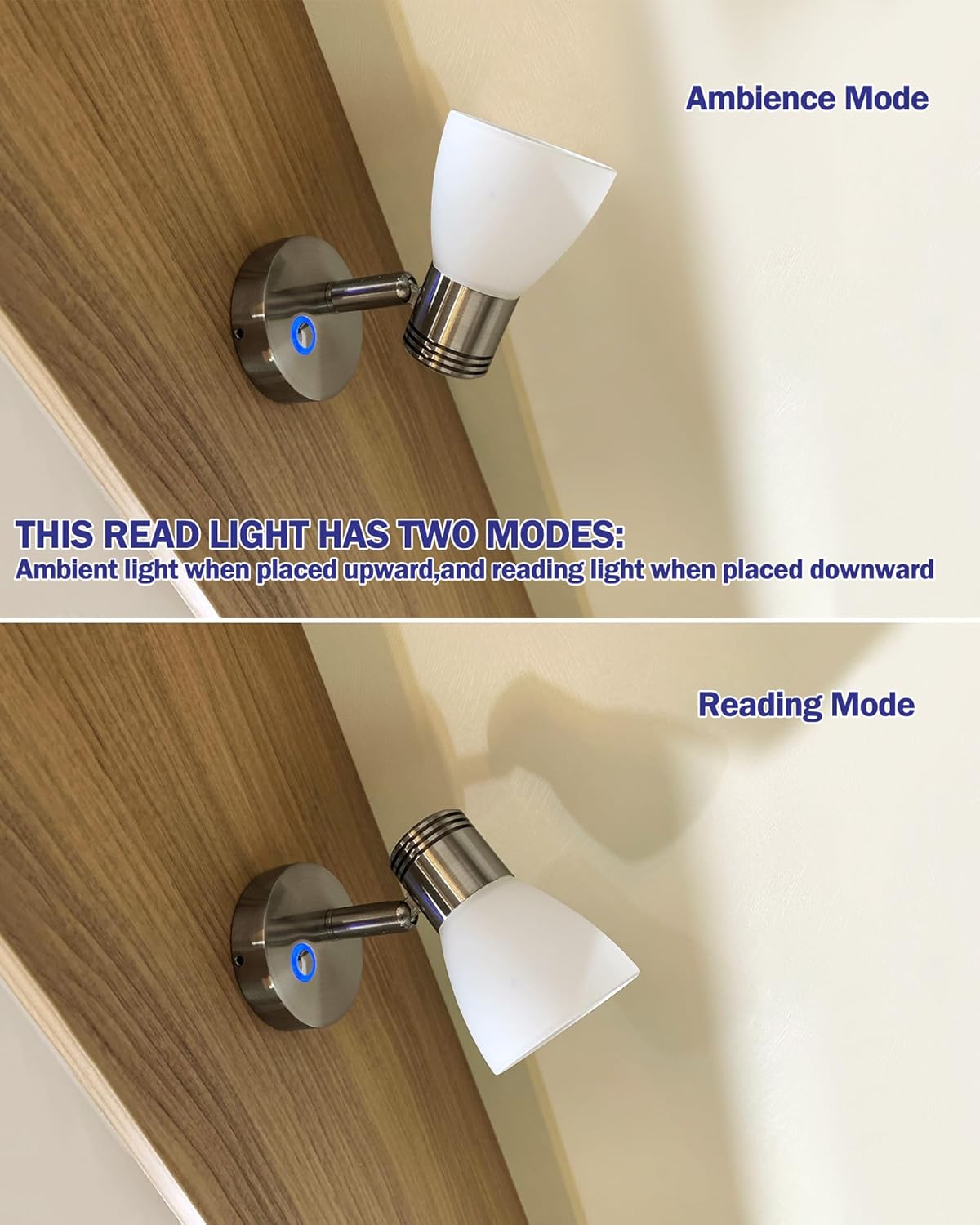 THALASSA Boat Reading Light 12V Interior LED Fixtures RV Reading Lamp Wall Sconce for Marine Caravan Camper Van Motorhome Indoor Lighting with Built-in Touch Dimmer Switch