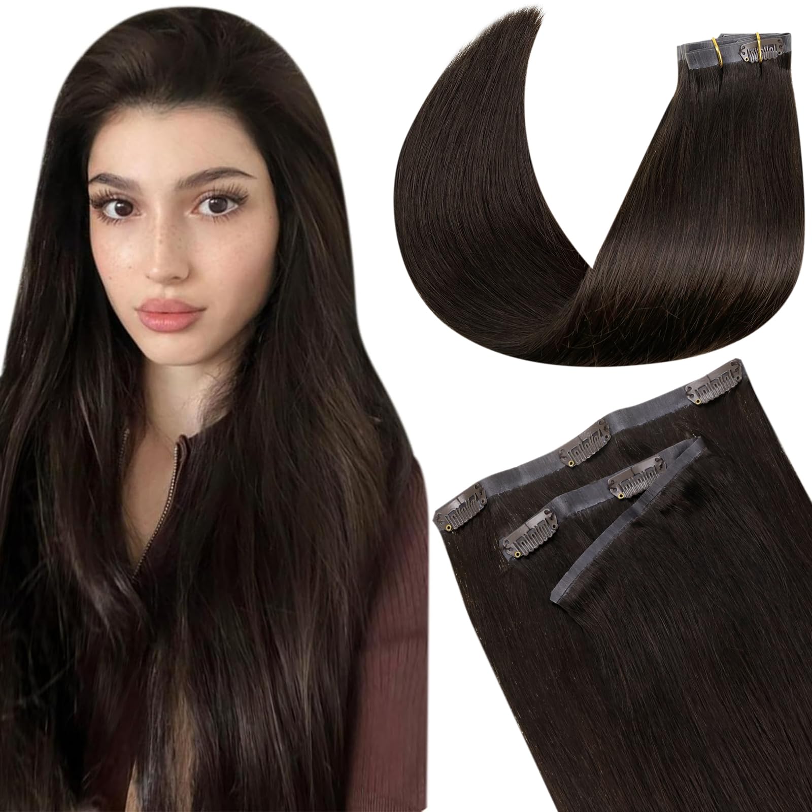 LaaVoo Extensions Echthaar Echt Haar Extension Clip Haarverlängerung Echthaar