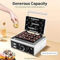 Vista 3 de Máquina comercial de donas de gofres con 12 agujeros, 110 V, 1550 W, calefacción de doble cara a 122.0-572.0 °F para donas eléctricas