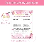 Who Knows The Birthday Girl Best, Birthday Would She Rather Game Cards for Teens & Kids Girls Sleepover Party - Pink, Set of 30 (15x20cm, Double-Sided)