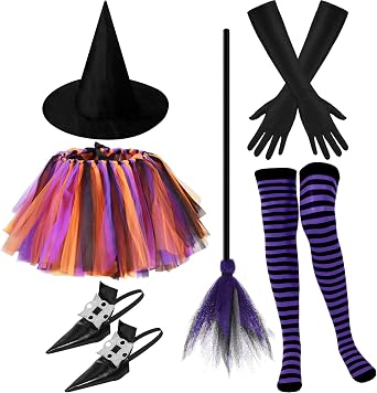 Seematn 6-piece Womens Halloween Witch Costume Accessory Set