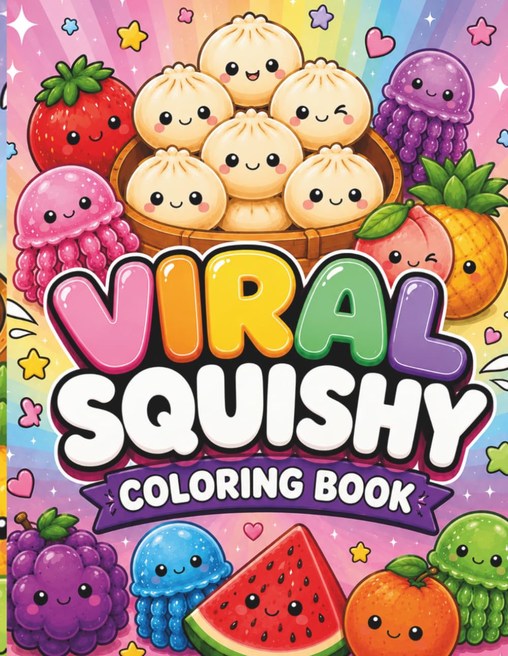 Viral Squishy Coloring Book: Cute Kawaii Squishies, Mystery Boxes, Giant Food Squishies, and Fun Coloring Pages for Kids