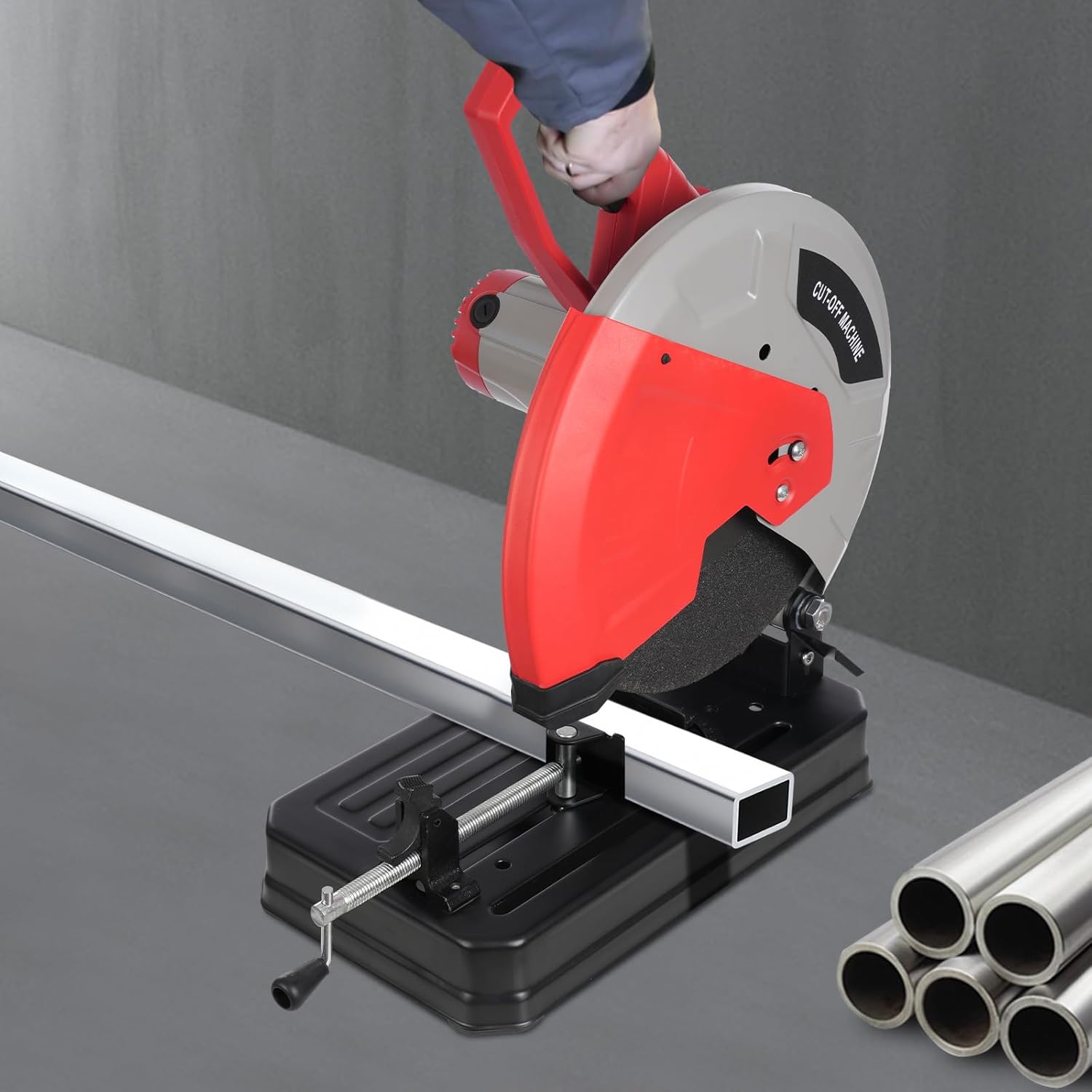 Chop Saw 14in Blade Cut Off Saw, 2800W 3900RPM Steel Cutting Machine, 0-45 Degrees Adjustable Angle Heavy Duty Metal Chop Machine for Steel Rebar Iron Aluminum