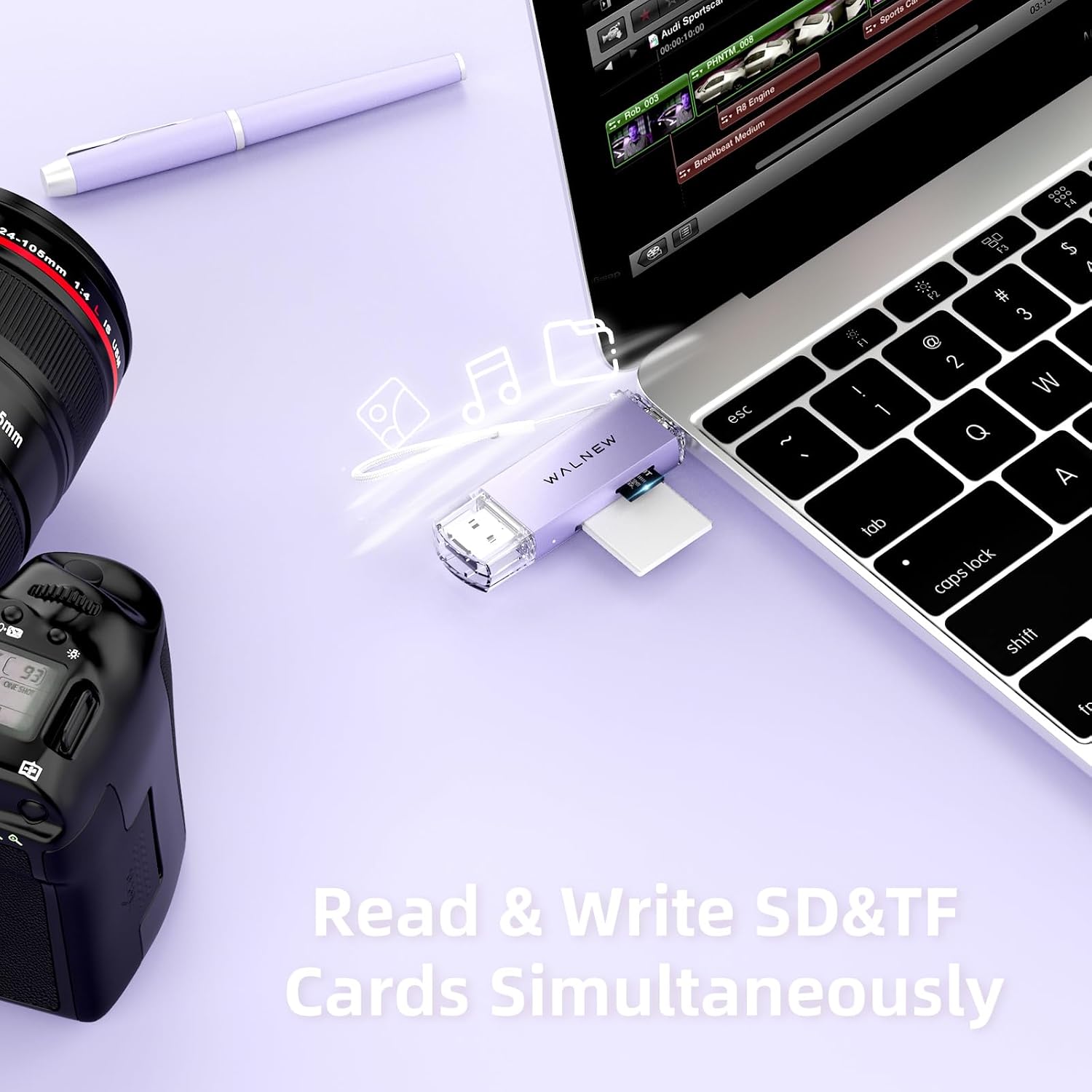 WALNEW SD Card Reader, USB 3.0 & USB-C SD/TF Memory Card Adapter image 4