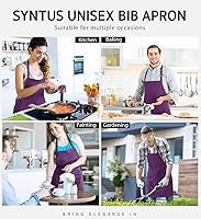Vista 7 de Syntus Delantal ajustable con 2 bolsillos, delantales de cocina para mujeres, hombres, chef