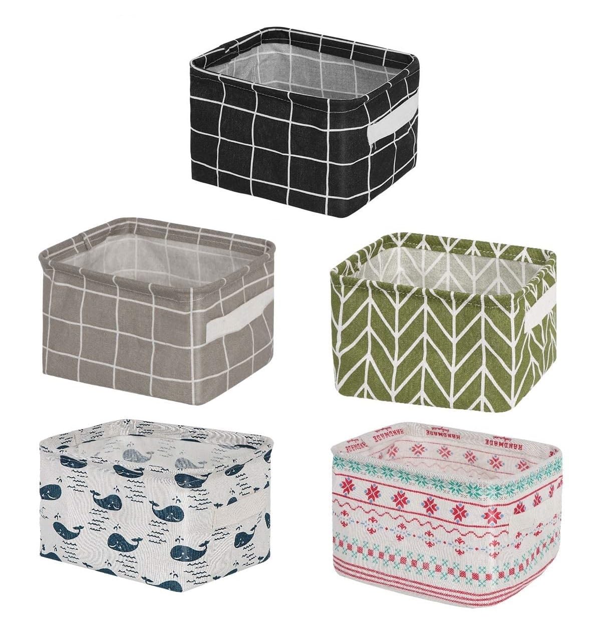 AZARIA 5 PCS Small Foldable Storage Box Multipurpose Canvas Fabric clothes organiser for wardrobe, Storage Box with Handles Boxes for Wardrobe drawer storage organizer, Rectangular (Multi) (B0CS3KBG6J) Amazon Price History, Amazon Price Tracker