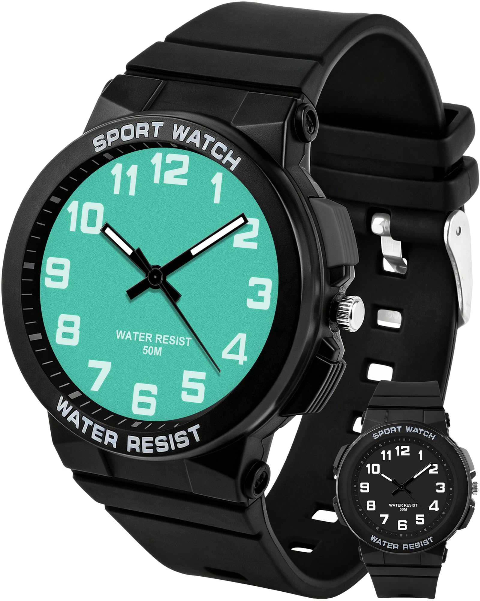 Orologio Bambino per Ragazzi Ragazze,Orologio Analogico Bambini al Quarzo Impermeabile 50M con Luce per Bambino Junior da 4 a 16 Anni (Nero)
