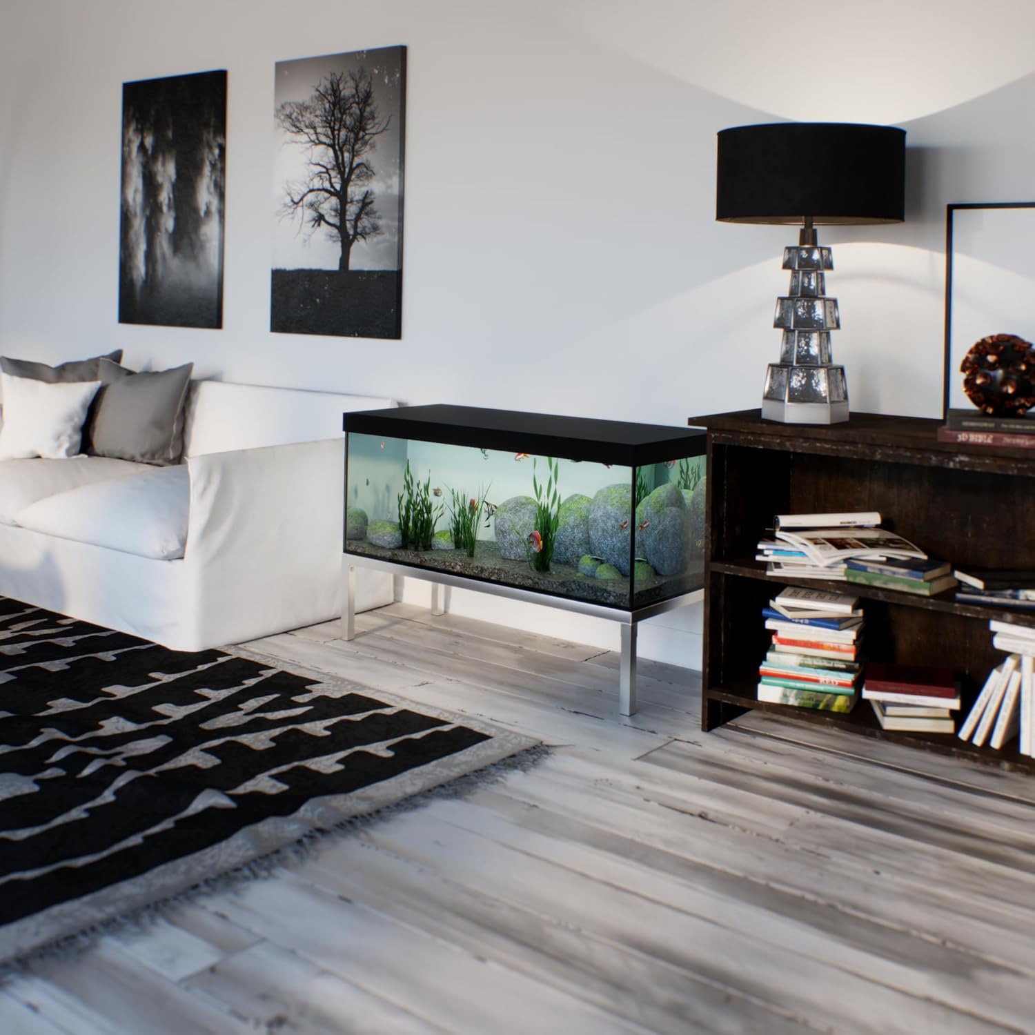 20 in X 48 in. Aquarium Stand | Industrial Style Aluminum Fish Tank Base with Open Frame Design