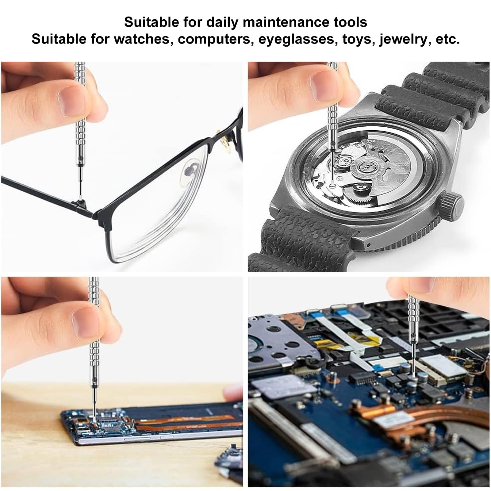 10-teiliges Schraubendreher-Set für Uhrmacher, Präzisions-Schraubendreher-Kit mit 20 zusätzlichen austauschbaren Bits, Edelstahl-Werkzeug zur Reparatur von Schmuck, Uhren, Brillen