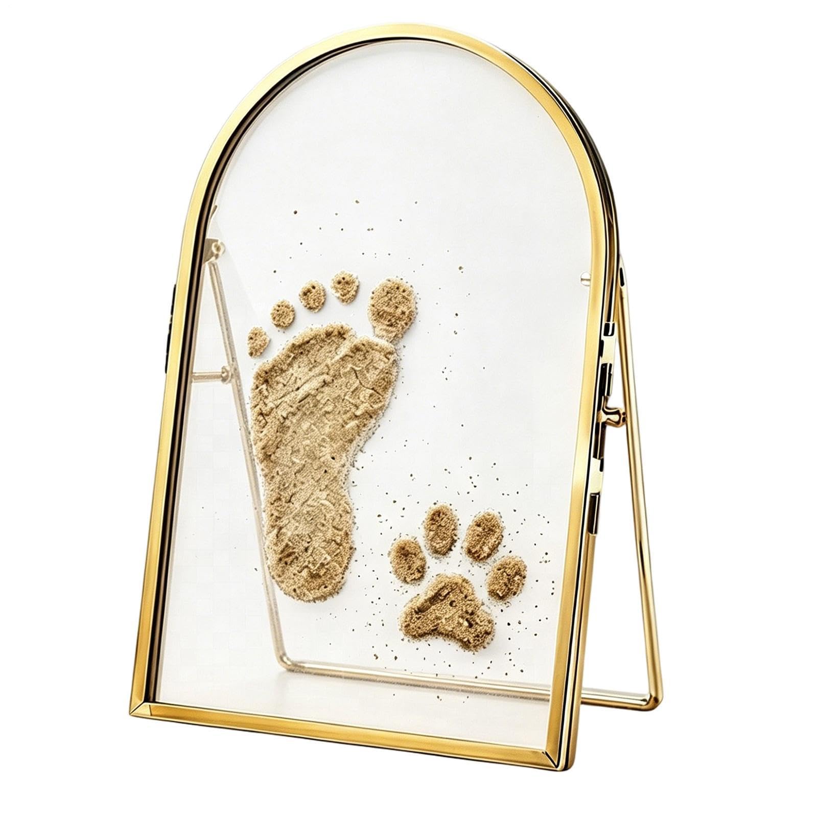 Cadre empreintes de pattes et mains kit souvenir doré pour figer le temps qui passe