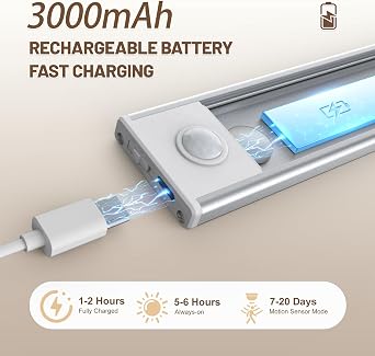 6 Pack Under Cabinet Lighting Wireless, 58 LED Rechargeable Battery Motion Sensor Light Indoor, Stick On Magnetic Closet Lights, Under Counter Lights for Kitchen, Stairs, Warm 14 in