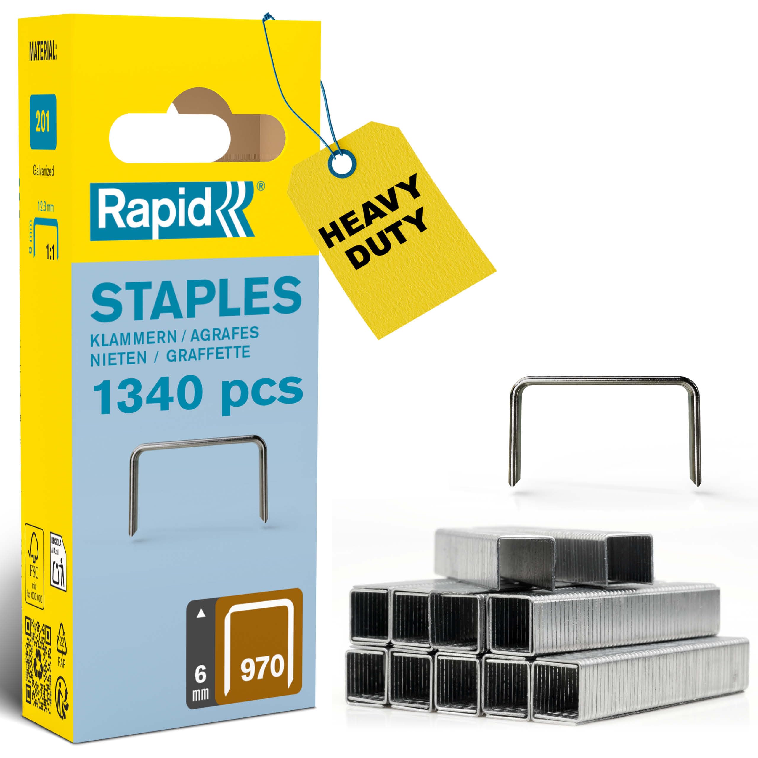 Rapid Zımba teli Tip 970, 6 mm zımba, 1.344 adet, Black & Decker el ve elektrikli zımba makineleri için düz tel kıskaçlar