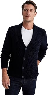 كارديجان من ديفاكتو برقبة شال للرجال، مقاس عادي، مصنوع من الأكريليك