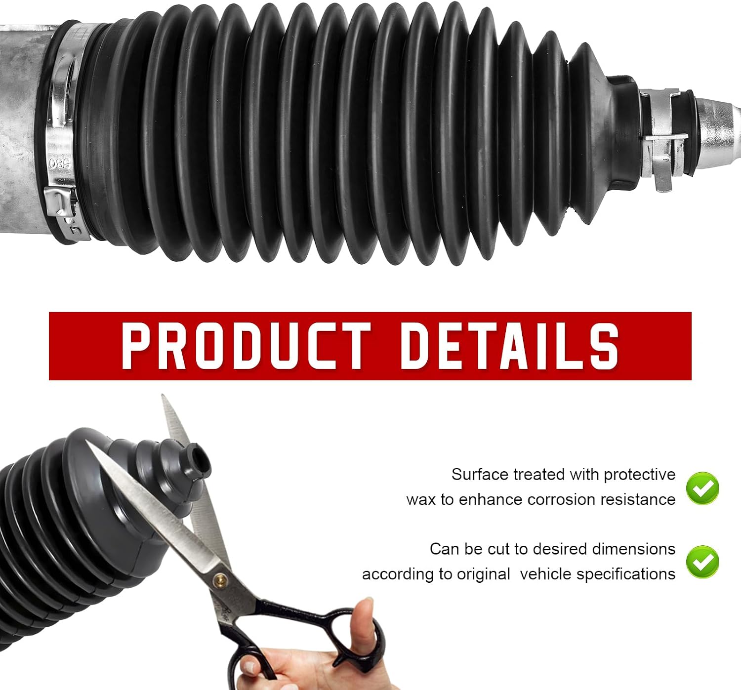 12 PCS Car Rack and Pinion Boot Tool Kit, Silicone Steering Rack Pinion Bellow Boots with Cable Ties & Clamps, Universal Dustproof Inner Tie Rod Boot Set for Most Vehicles