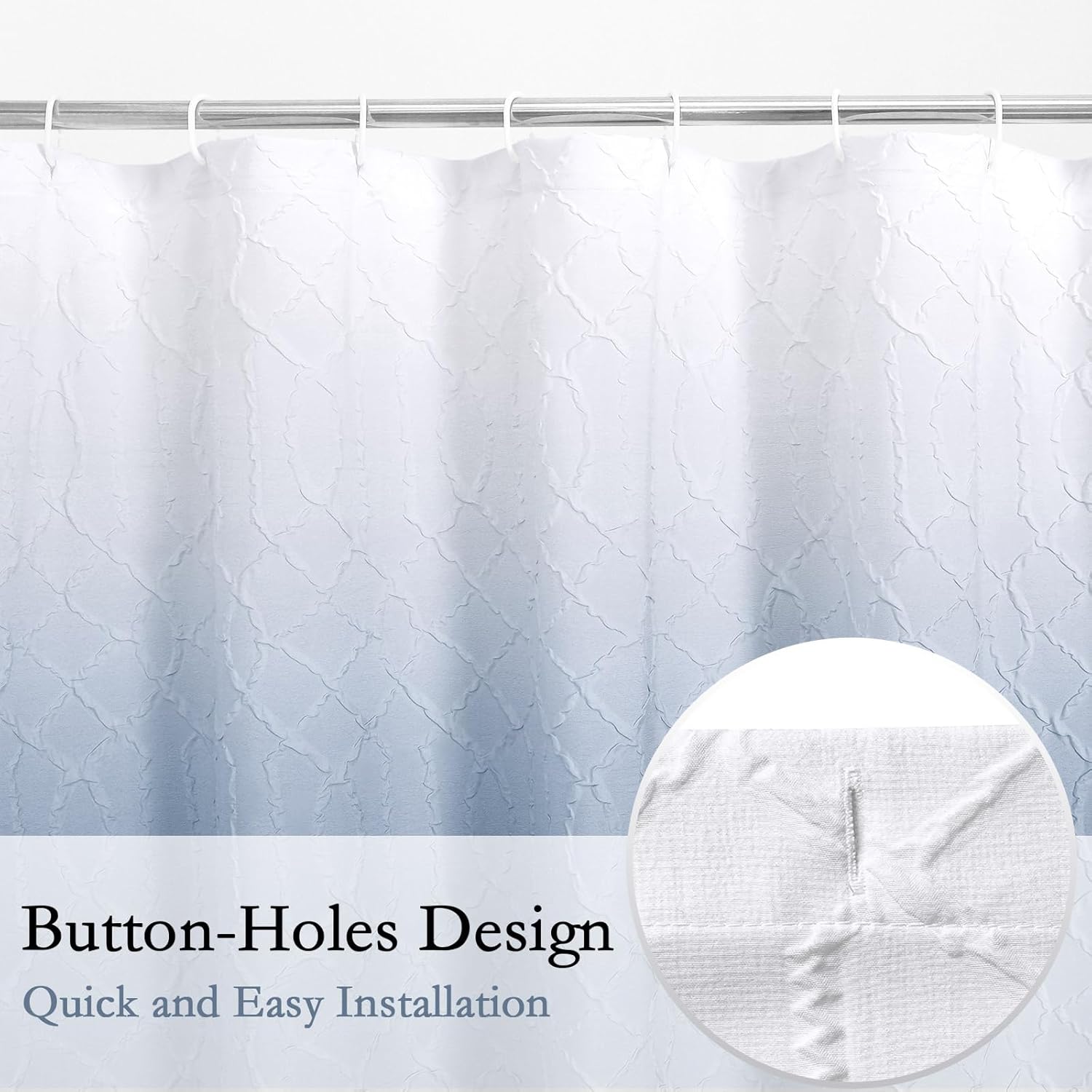 Gibelle Diamond Shaped Shower Curtain Hooks Set of 12, Bathroom Curtain 72" W x 72" L