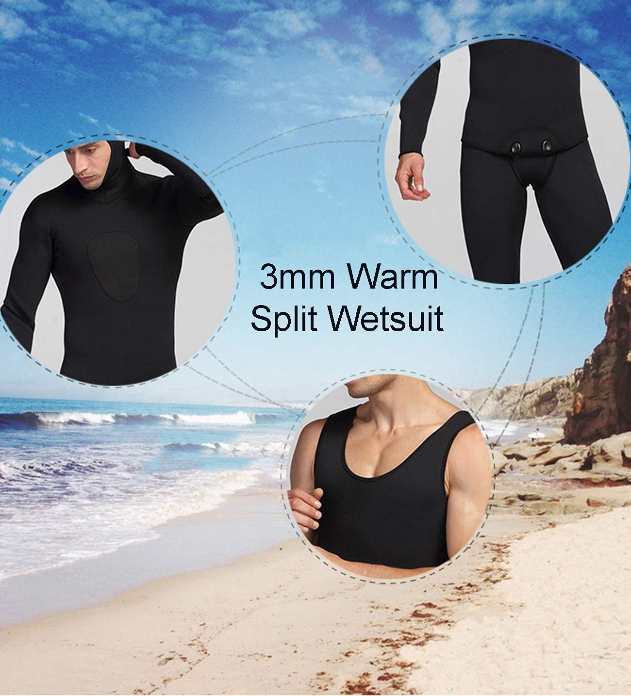 Amazon.co.jp: メンズウェットスーツプレミアム3mmネオプレン