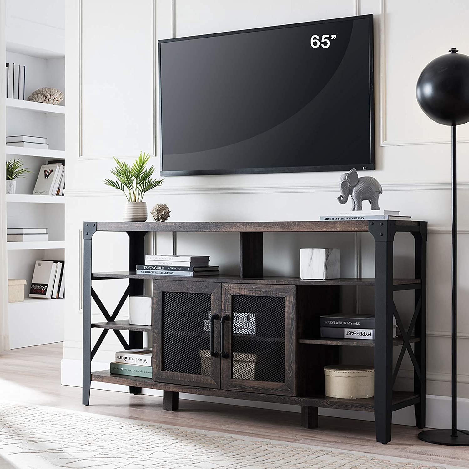 Buy OKD TV Stand Industrial Rustic Entertainment Center for 65 Inch TV
