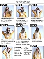 Vista 5 de Extensiones de pelo de 24 a 26 pulgadas, 6 unidades, 16 clips rizados, ondulados, rectos, gruesos, clip en extensiones de pelo sintético.