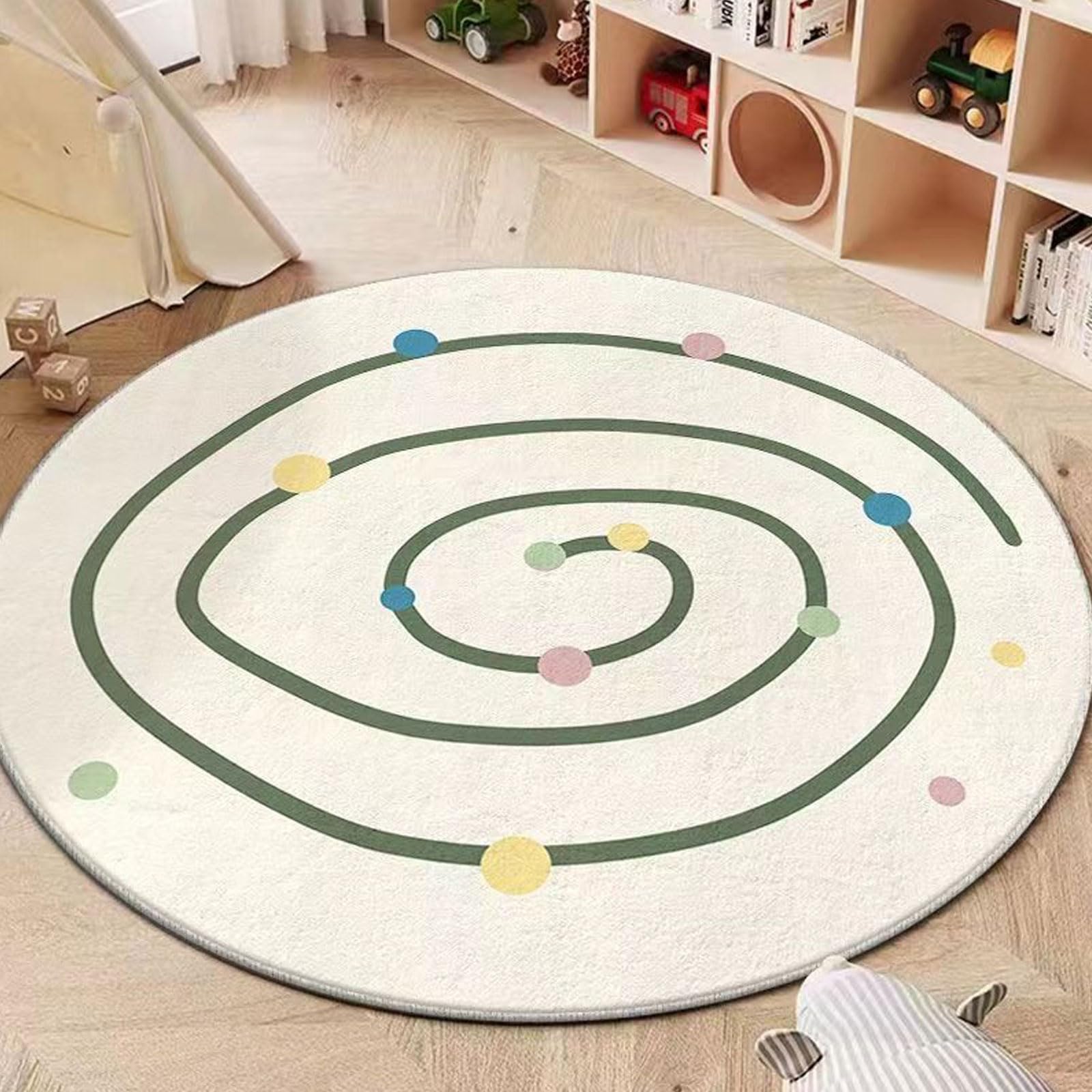 Niepan Interstellar World Cartoon Cashmere Imitation Round Cute Children's Room Carpet,Desk Chair Mat,Soft Fluffy Shaggy Bedroom Rug,Floor Carpet With Durable Anti-Slip Backing,Carpets For Kids,Rugs Non Shedding.