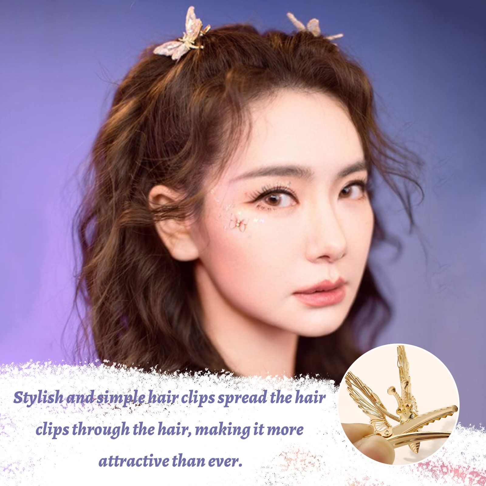 Amazon.co.jp: 蝶々 ヘアクリップ 4個セット ゴールド 動き 蝶 