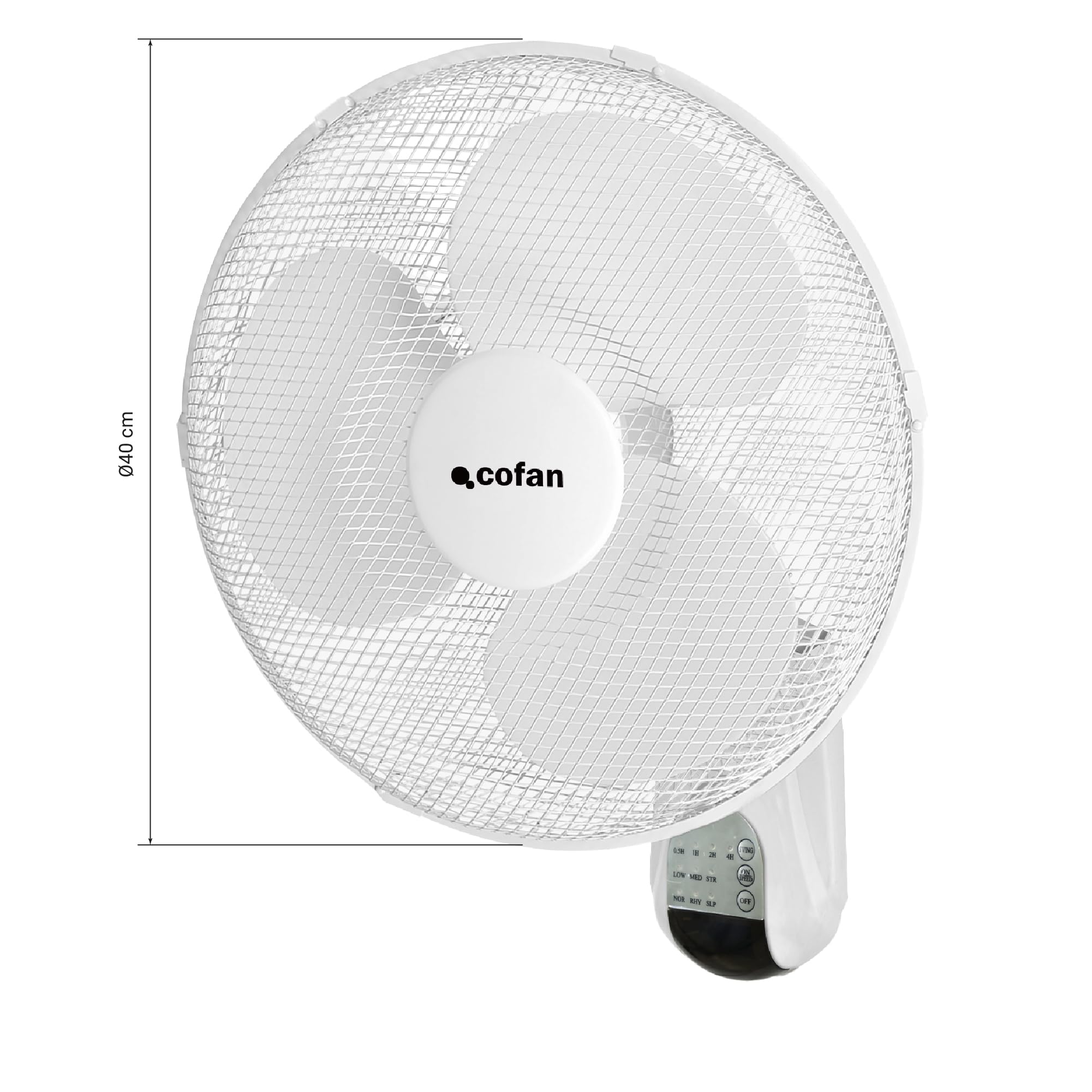 Cofan Wandventilator mit Timer und Fernbedienung | Leistung 50 W | mit drei Geschwindigkeitsstufen | Weiß