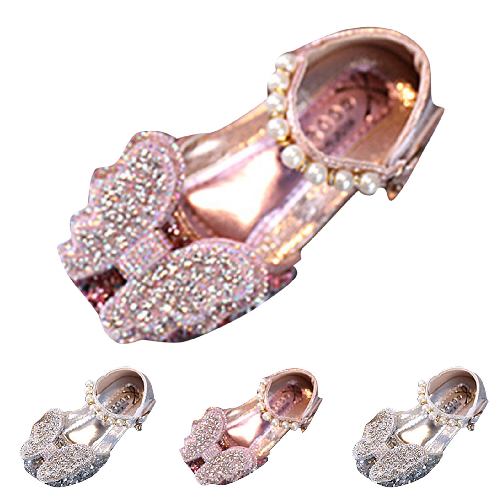 Spring and Summer Children Dance Shoes Girls Dress Performance Princess Shoes Rhinestone Girls (Silver, 6.5 Toddler)