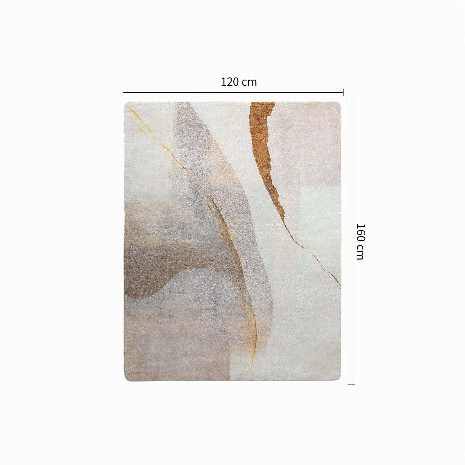 Area Tappeti per Soggiorno, Moderno Astratto Tappeto Morbido Pile Sala da pranzo Camera da letto Home Decor Tappeto antiscivolo (120 x 160 cm, Marrone/Oro)