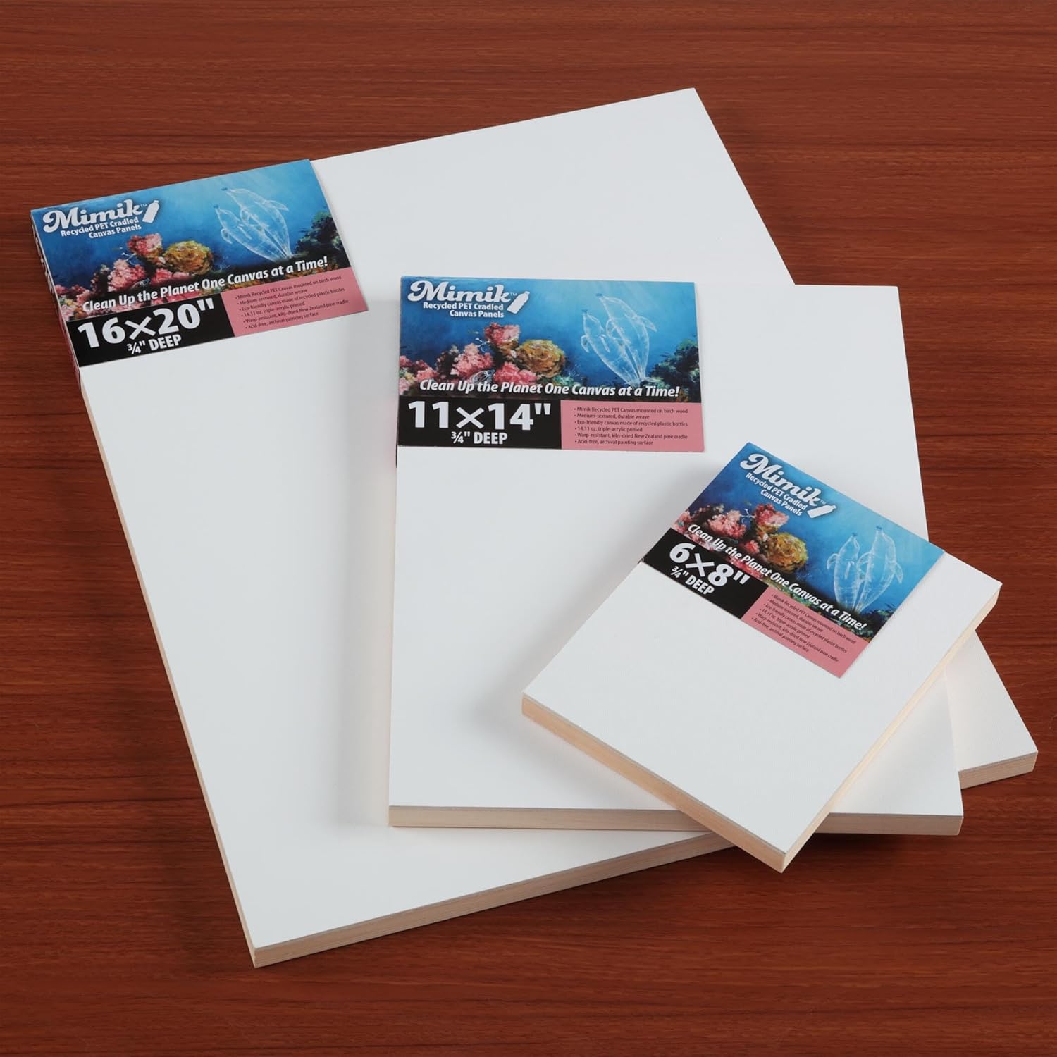 Creative Mark Mimik Recycled PET Cradled Canvas Panel 3/4" Depth - 10X20 Single Canvas - Medium-Textured Painting Board for Eco-Conscious Artists, 14.11 oz Triple-Acrylic-Primed Weight Mounted Canvas