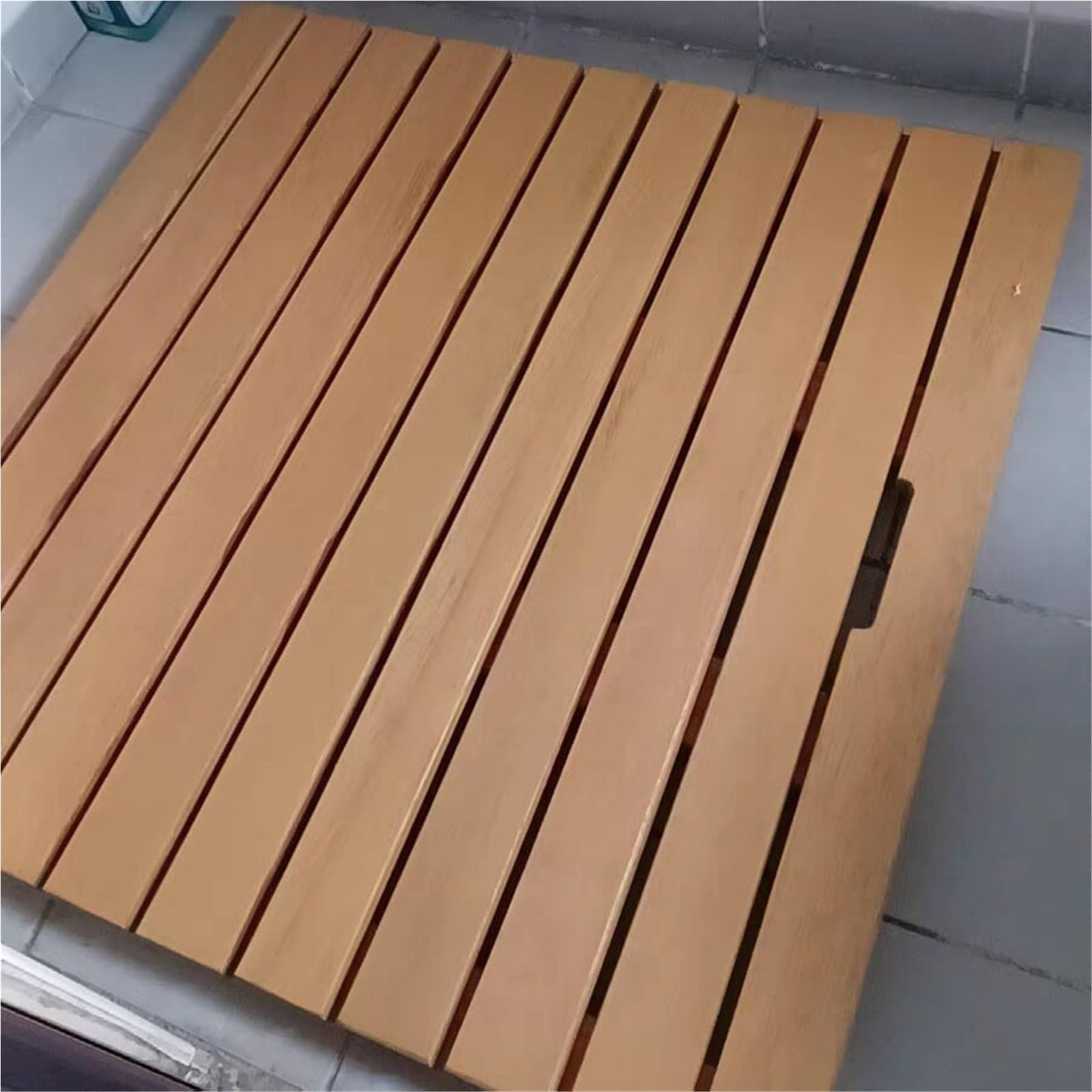 Alfombrilla de baño de madera maciza con listones, almohadilla de ducha antideslizante para spa en casa, accesorios de baño de madera natural, uso en interiores y exteriores