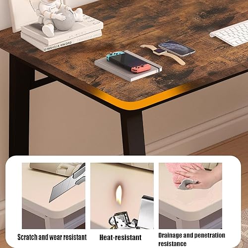 Miniatura 4 de XUEGW Escritorio de computadora de estilo moderno y simple para oficina en casa, mesa de escritura pequeña de 39.3 pulgadas, escritorio de esquina