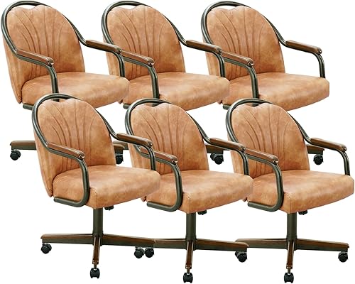 Miniatura 25 de Chromcraft Juego de 4 sillas de comedor de cocina, giratorias, sillas de comedor, sillas tapizadas de espuma viscoelástica con ruedas giratorias