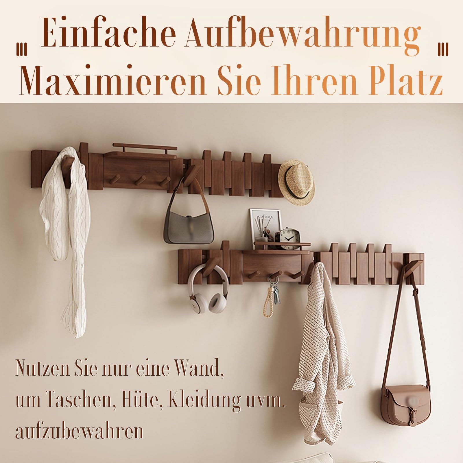 garderobenhaken kleiderhaken wand wandgarderobe jackenaufhänger hakenleiste garderobe wand hakenleiste garderobe Massivholz Klaviergarderobe Living Room and Bedroom (Natur, 7-Haken)