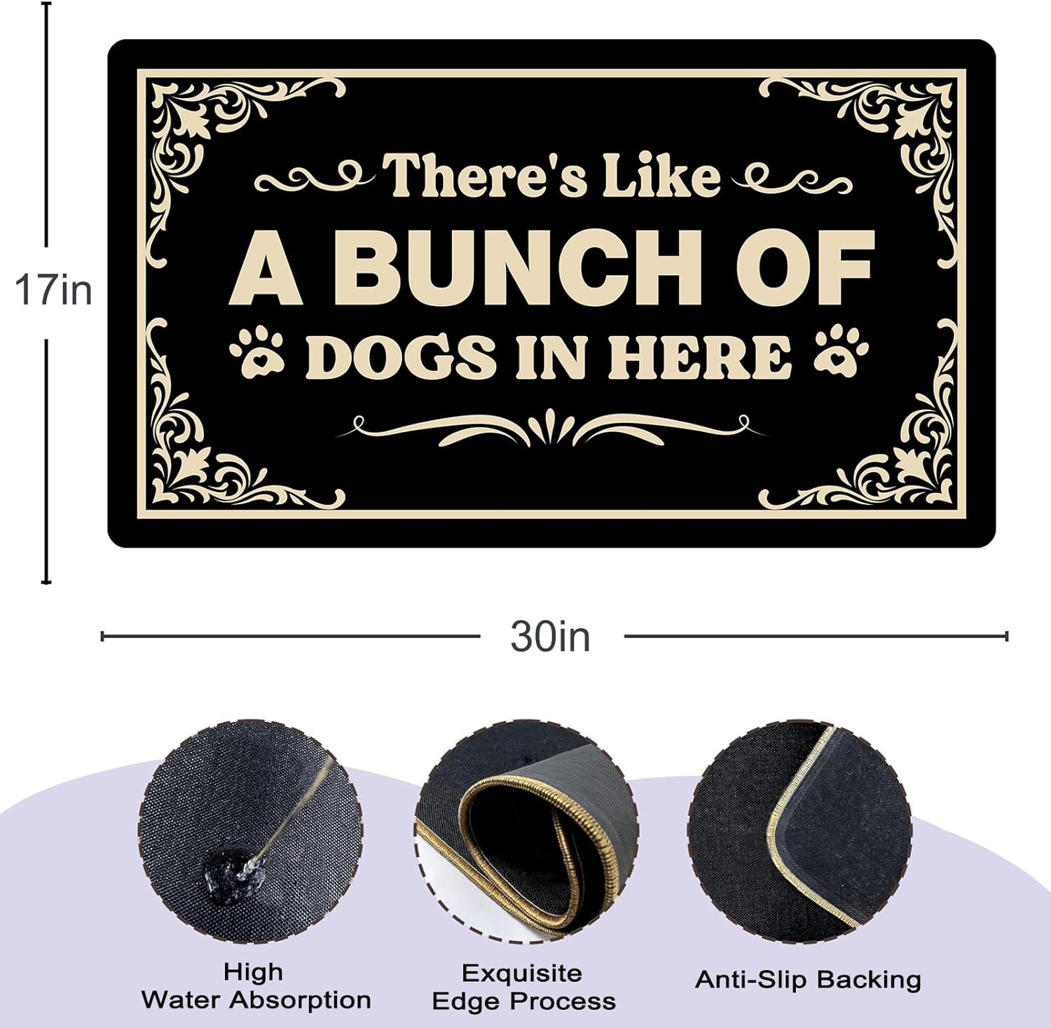Beware of Dog Doormat – Funny Welcome Mat for Front Door, Entryway, Porch, Patio, Garage, Backdoor, Indoor Outdoor Rug, Floor Mat for House, 17 x 30 Inch (There's Like A Bunch of Dogs in Here)