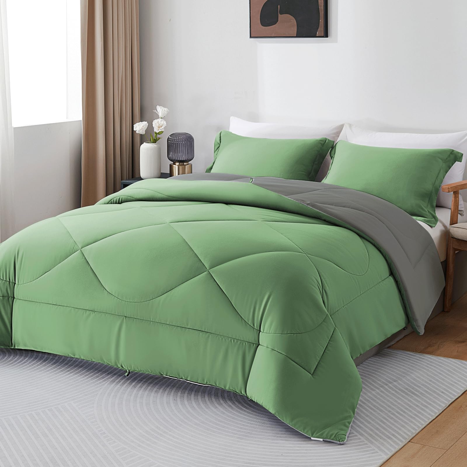 beeweed Single Size Duvet, 10.5 Tog Down Alternative Comforter Set with 1 Pillow Shams, Reversible Coverless Duvet Microfiber Soft Warm Bed Quilt for All Seasons, Machine Washable, 135x200cm — image 1