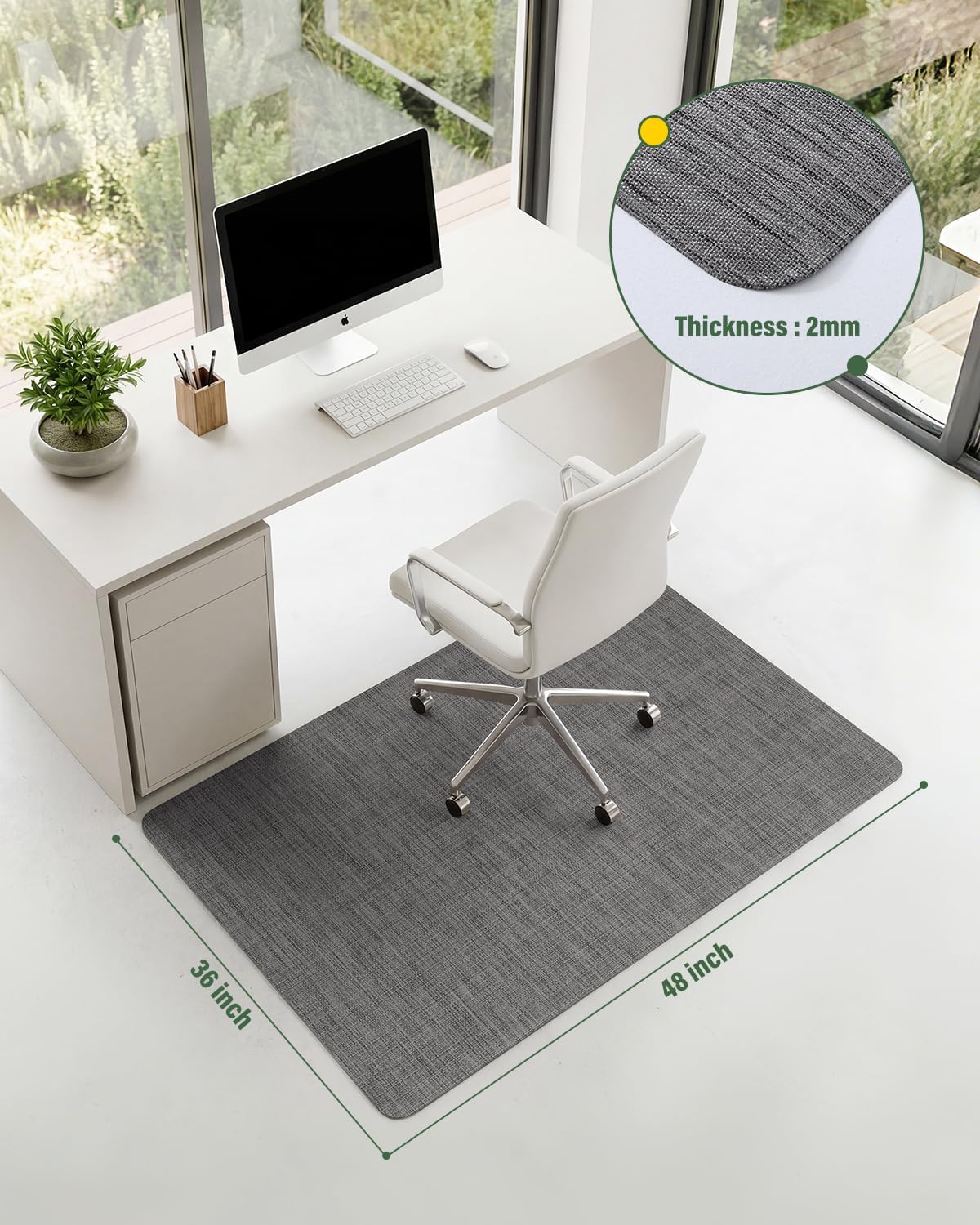 Asrug Office Chair Mat for Hardwood Floor 36" x 48" Desk Computer Chair Mat for Rolling Chair PVC Plastic Durable Non-Slip Under Desk Rug,Hard Floor Mats Protector for Office Home, Dark Gray