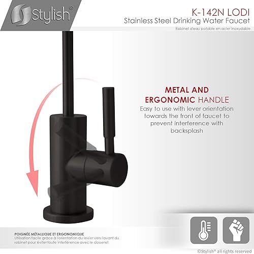 Miniatura 6 de Stylish Grifo de agua potable Caño giratorio de 360 grados de arco alto de una sola manija sin goteo cartucho de acero inoxidable grifo de ósmosis