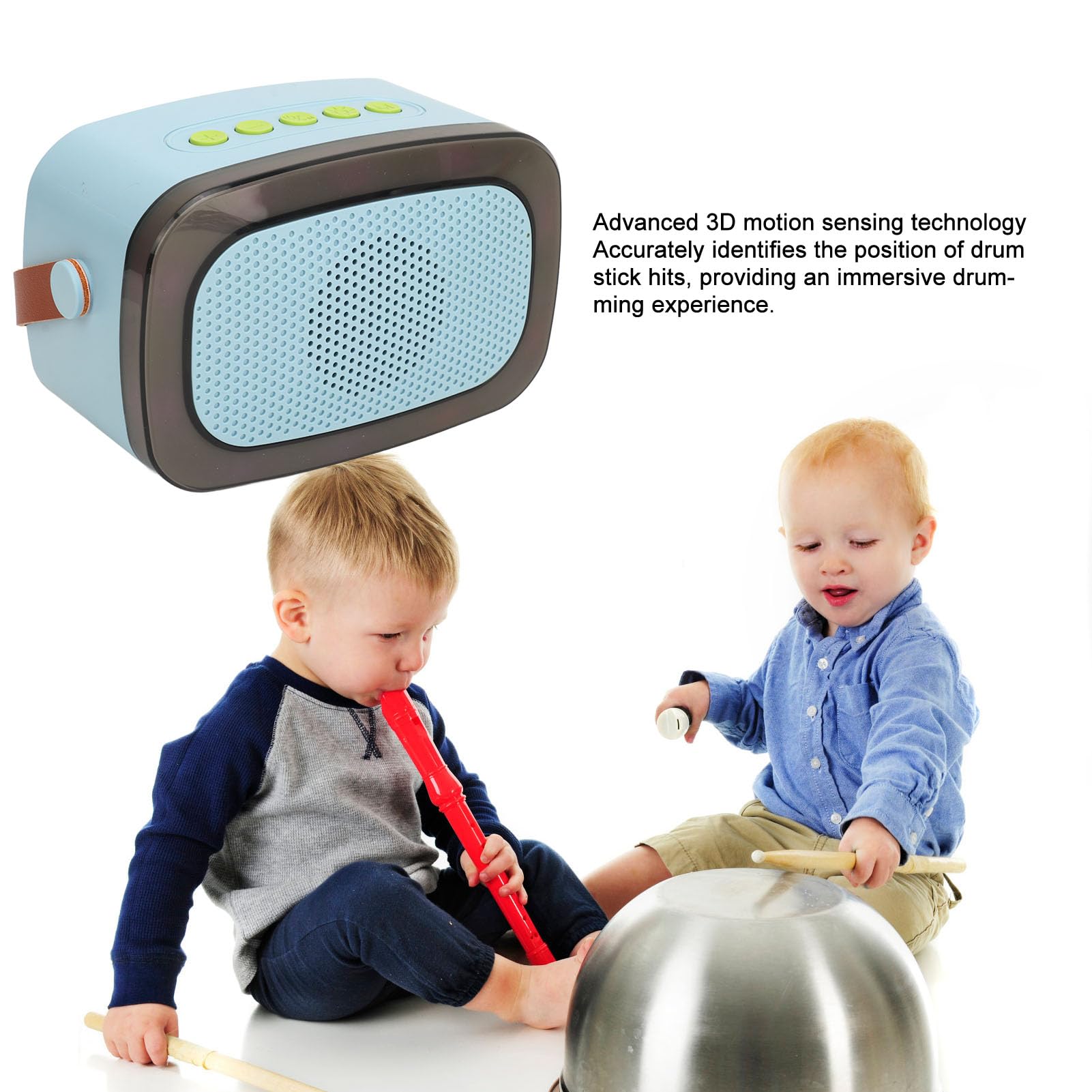 Changor Kit di Batteria Somatosensoriale Giocattolo Elettronico Portatile a Tamburo Ad Aria per Bambini Principianti Riproduzione Musicale Materiale ABS 2 unità