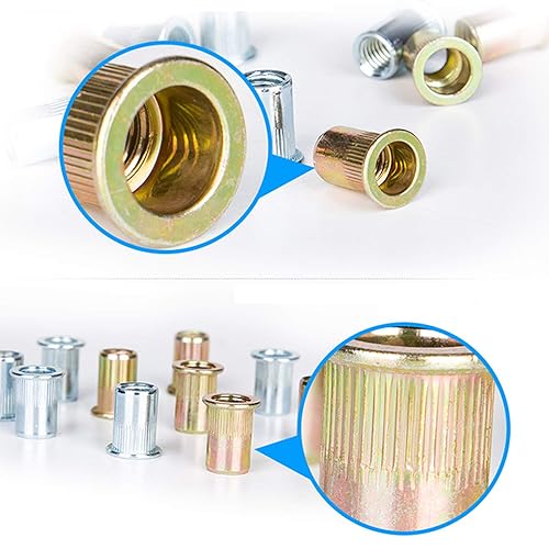 Miniatura 5 de Kit surtido de 860 tuercas de remache, M3 M4 M5 M6 M8 M10 M12 de acero al carbono métrico cabeza plana roscado inserto remache tuercas remaches con