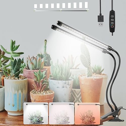 Miniatura 7 de Sunny Power Luces de cultivo con clip para plantas de interior de espectro completo con temporizador y 3 modos de iluminación, luces LED de cultivo