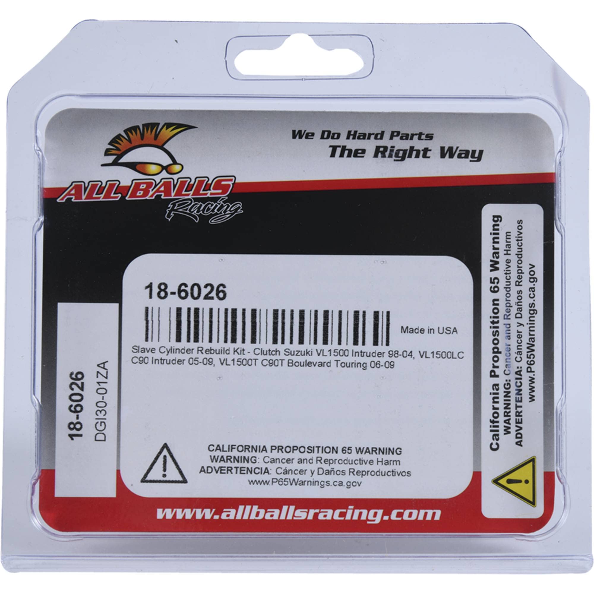 All Balls Racing 18-6026 Kupplungsnehmerzylinder Kit Kompatibel mit/Ersatz für Suzuki VL1500 Intruder 1998-2004, VL1500LC C90 Intruder 2005-2009, VL1500T C90T Boulevard Touring 2006-2009
