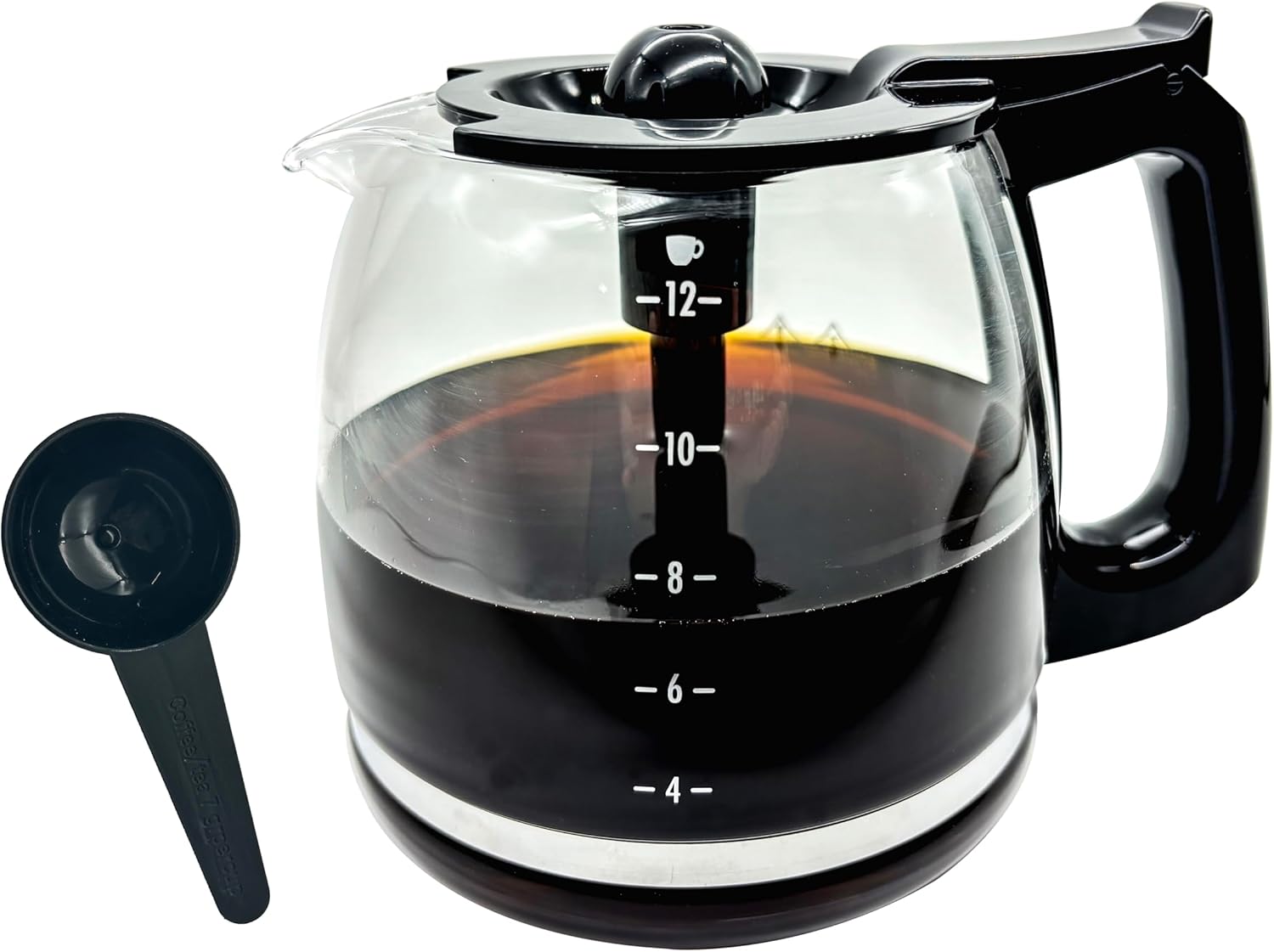12-Cup Replacement Coffee Carafe Compatible with Hamilton Beach Flexbrew Coffee Maker Models 49902,49904,49905,49911,49915, 49934,49317, 49620, 49467, Heat Resistant Glass Coffee Pot, BPA-Free, Black